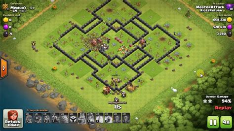 Clash Of Clans Best 3 Star Attack Strategy Th9 War Attack Trophy