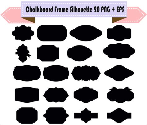 Chalkboard Frame Badges Vintage Motif Shapes Pack Silhouette Vector