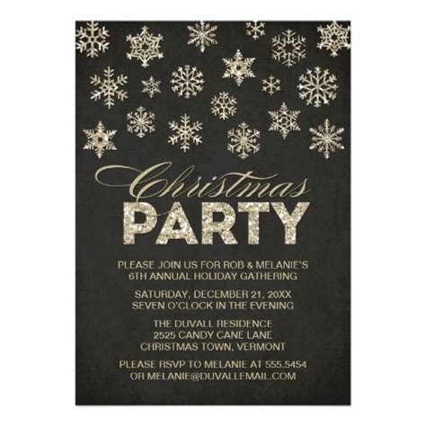 Glitter Look Snowflakes Christmas Party Invitation | Zazzle | Party ...