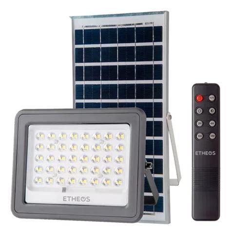 Reflector Led Panel Solar Exterior 60w Control Remoto Etheos Carcasa