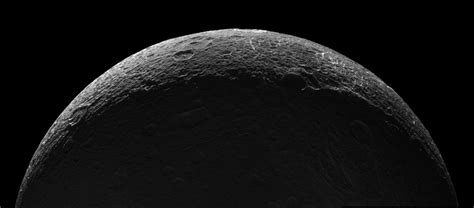 Crescent And Saturnlit Dione The Planetary Society