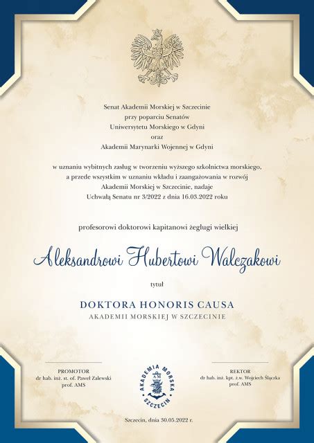 Nadanie Tytu U Doktora Honoris Causa Akademii Morskiej W Szczecinie