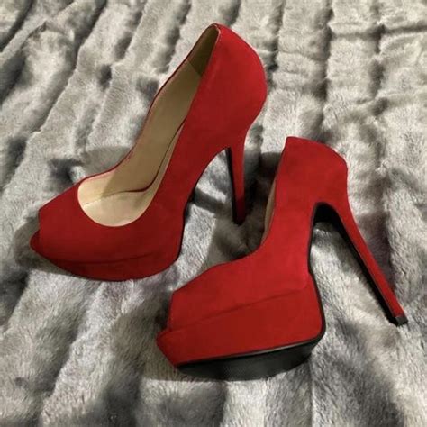 Bright Red Platform Heels 👠 Heel Size - 5.5... - Depop