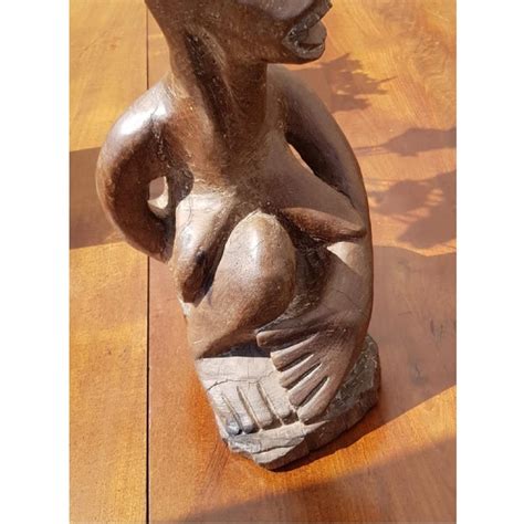 South African Tribal Carved Wooden Figure Of Naked Lady By G Tandi