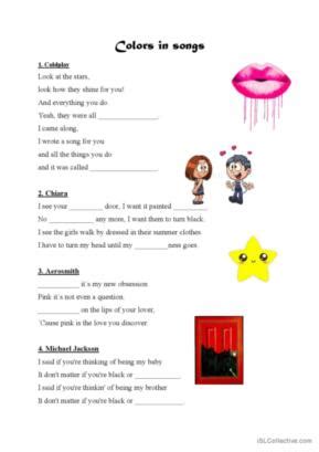 Colours Song And Nursery Rhyme Activity Listening Compr