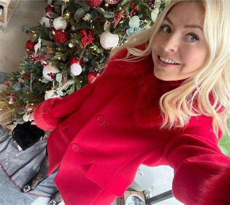 Holly Willoughby Is Perfectly Festive In Red Fur Trim Coat As She Poses