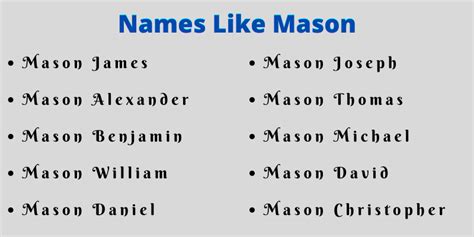 400 Cute Middle Names For Mason That Will Amaze Everyone