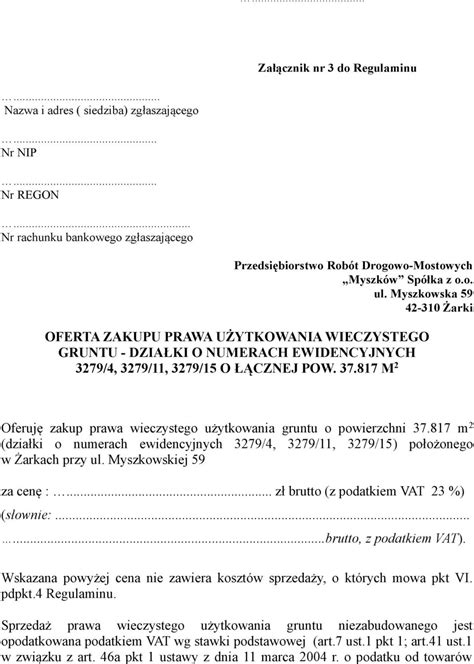 Zaproszenie Do Negocjacji W Celu Zawarcia Umowy Sprzeda Y Prawa