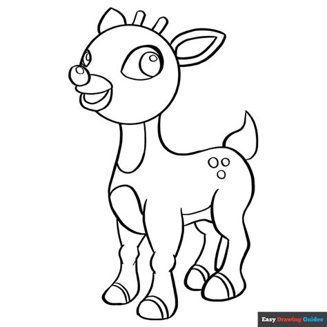 Rudolph the Red Nose Reindeer Coloring Page | Easy Drawing Guides