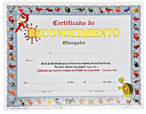 Certificado De Reconocimiento Para Los Niños