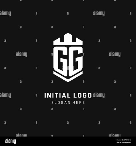 Gg Monogram Logo Initial With Crown And Shield Guard Shape Style Vector