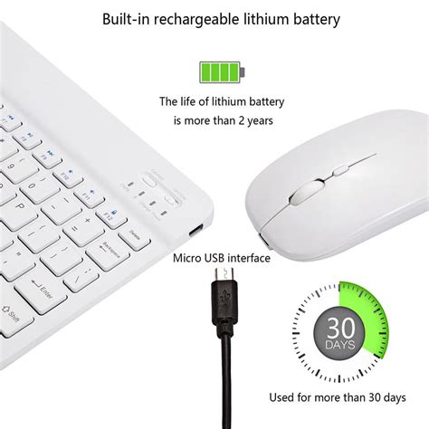 Ultra-Slim Bluetooth Keyboard and Mouse Combo Rechargeable White