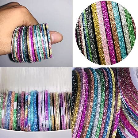 Amazon Nail Striping Tape Line Rolls Multicolor Glitter Matte