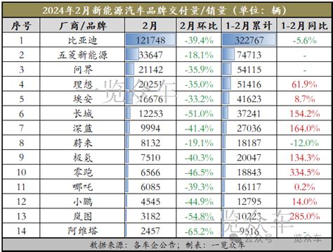 2024年2月新能源汽车销量排名 电子工程专辑