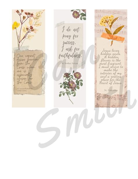 Catholic Saints Bookmarks Set of 7 - Etsy