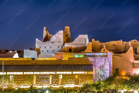 Diriyah Old City In Night In The Dark Al Bujairi Riyadh KSA