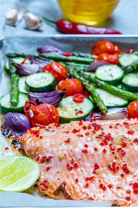 Sheet Pan Chili Lime Salmon Veggies For Easy Clean Eating Nights Clean Food Crush