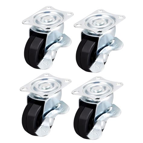 Uxcell Swivel Caster Wheels 1 5 Rubber With Brake 360 Degree Top Plate