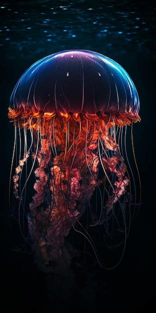 Premium Ai Image Glowing Jellyfish Under Water Generative Ai