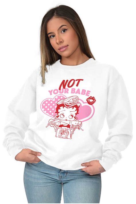 Biker Betty Boop Not Your Babe Women Crewneck Sweatshirt Brisco Brands