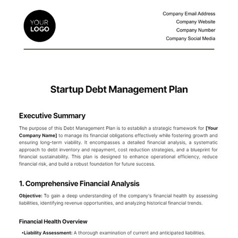 Startup Debt Management Plan Template - Edit Online & Download Example ...