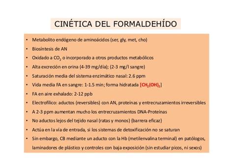 Formaldehído Toxicología Y Valores Límite De Exposición Alicia Huici