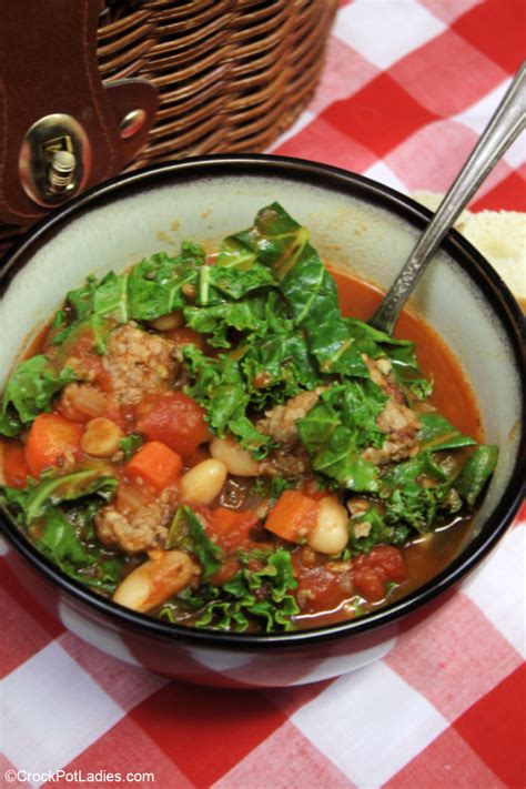 Crock Pot Italian Sausage Tuscan Bean And Kale Soup Crock Pot Ladies