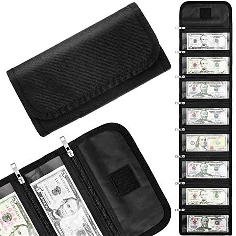 Money Wallet Organizer For Cash With 8 Zippered Slots Multipack Money