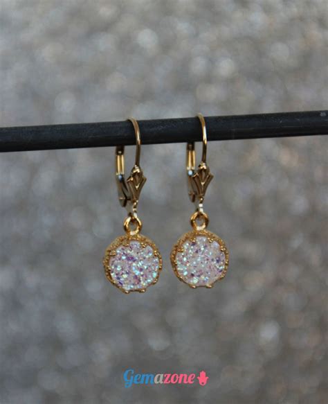 White Druzy Earrings Druzy Drop Earrings Druzy Jewelry Faux Druzy Drusy Gold Filled Or