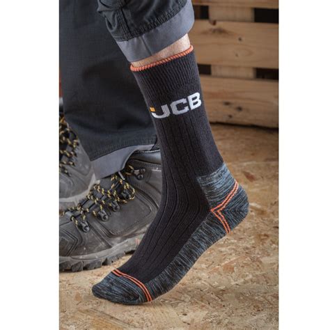 Jcb 3 Pack Of Work Boot Socks Size 6 11 Hi Viz Detailing Hard Wearing