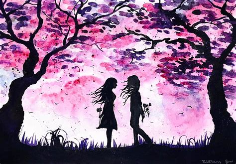 Lesbian Painting Lgbt Artwork Romantic Wall Art Pink Purple Etsy