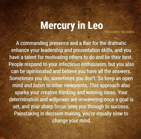 Mercury in Leo | Birth chart astrology, Mercury in aries, Astrology planets