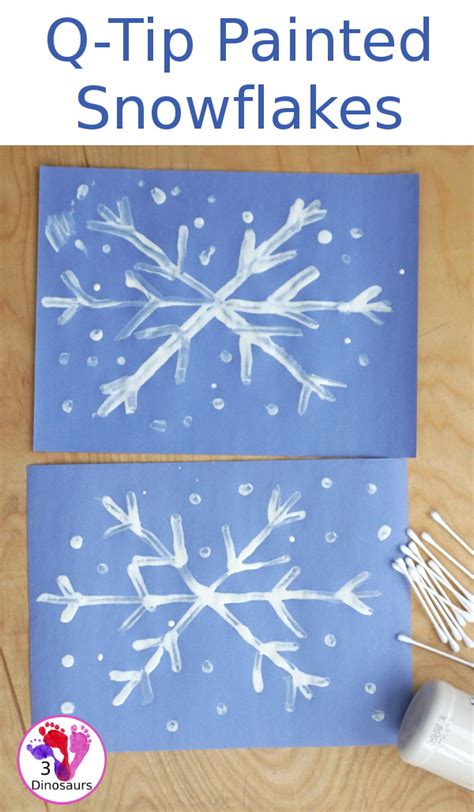 Q-Tip Painted Snowflakes | 3 Dinosaurs