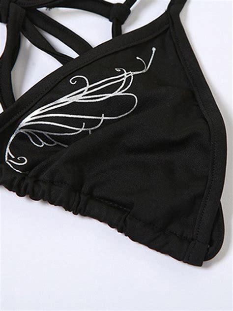 Emmiol Free Shipping 2024 Butterfly Micro String Bikini Set Black S In