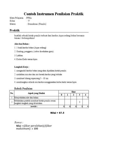 Contoh Instrumen Penilaian Keterampilan Pdf