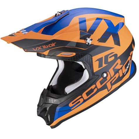 Casque Cross Scorpion Exo Vx Air X Turn Matt Orange Blue