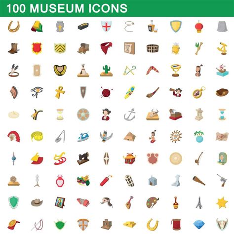 100 museum icons set, cartoon style 8937188 Vector Art at Vecteezy