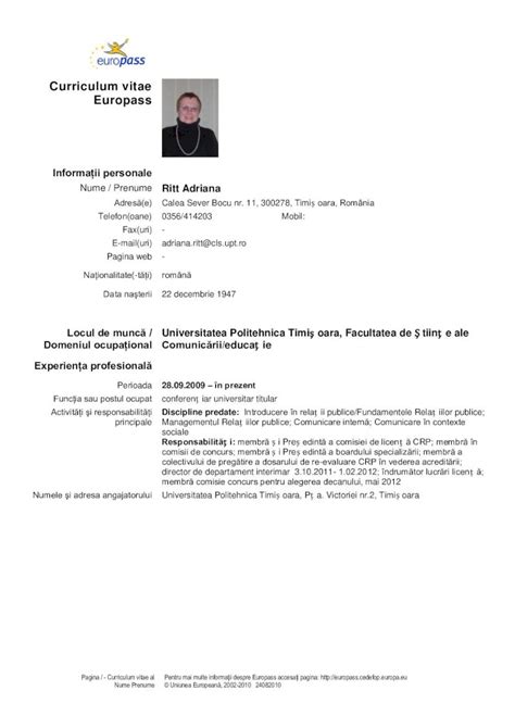 Pdf Curriculum Vitae Europass Clsuptro Cadre Didacticecvritt