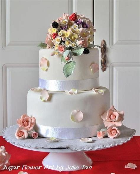 Wedding Cake And Sugar Flowers Decorated Cake By Cakesdecor