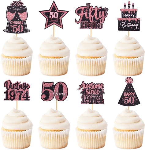 Amazon Keaziu 24 Pack Vintage 1974 Cupcake Toppers Happy 50th