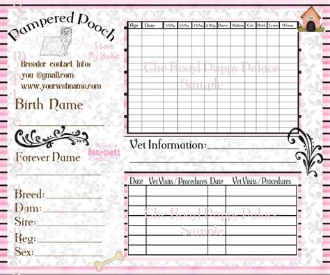 Customizable Vaccination Cards for Dog Breeders, Puppy Health Record. - Etsy