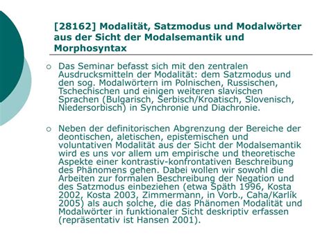 Ppt Modalit T Satzmodus Und Modalw Rter Aus Der Sicht Der