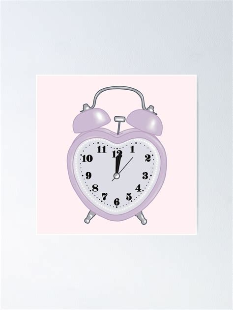 Purple Heart Shaped Alarm Clock Aesthetic Dollette Coquette Poster