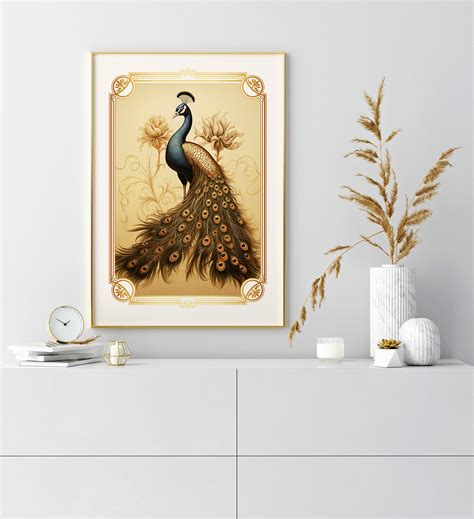 Peacock Art Deco Print Printable Wall Art Trendy Print Vintage Poster