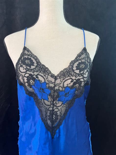 Vintage S Blue Nightie Lingerie With Lace Detail Gem