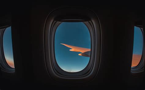 Porthole Window Plane Wing Sky Flight Airplane Out Window