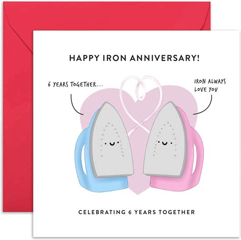 Old English Co 6th Wedding Anniversary Card For Husband And Wife Cute Funny Iron Anniversary