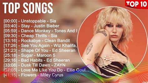 Top Songs Sia Justin Bieber Rihanna Miley Cyrus Dua Lipa