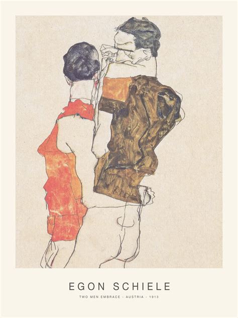 Two Men Embrace Gay Couple Special Edition Male Nude Egon Schiele