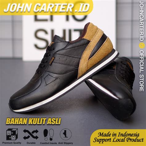 Jual John Carter X JLL Sepatu Sneakers Kasual Kets Kulit Pria Shopee